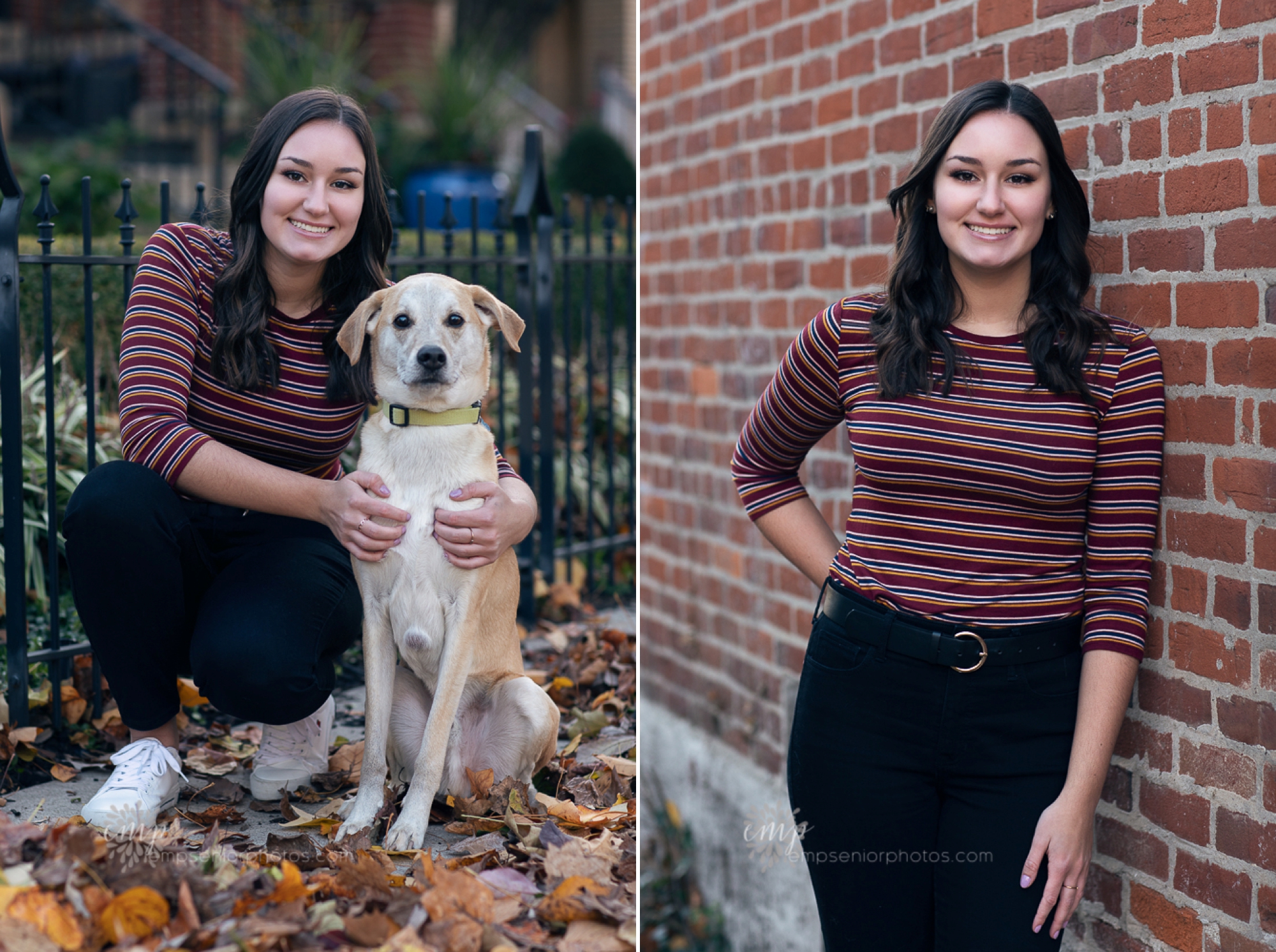 High school senior girl with dog 