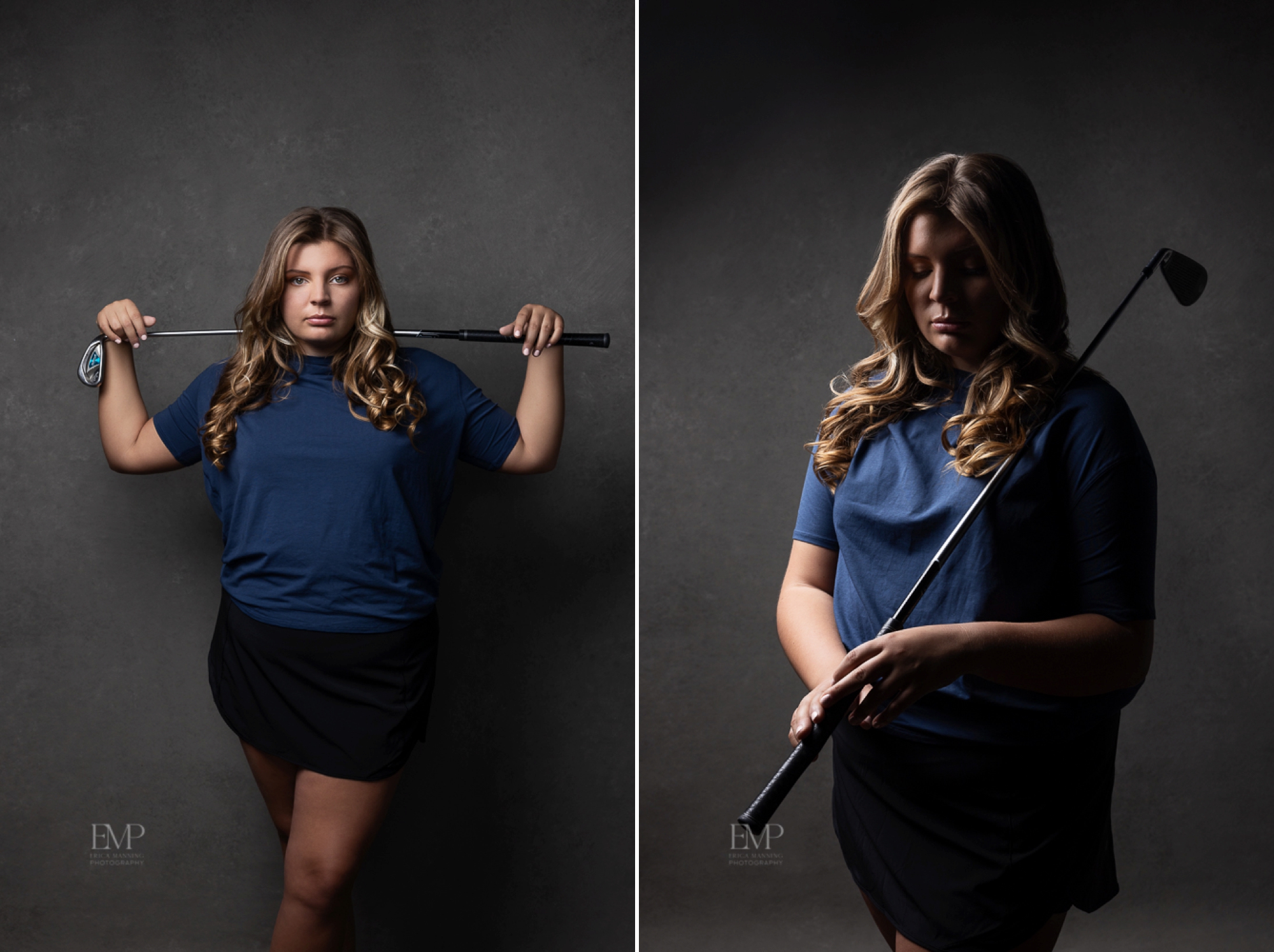 High school senior girl golfer studio photos