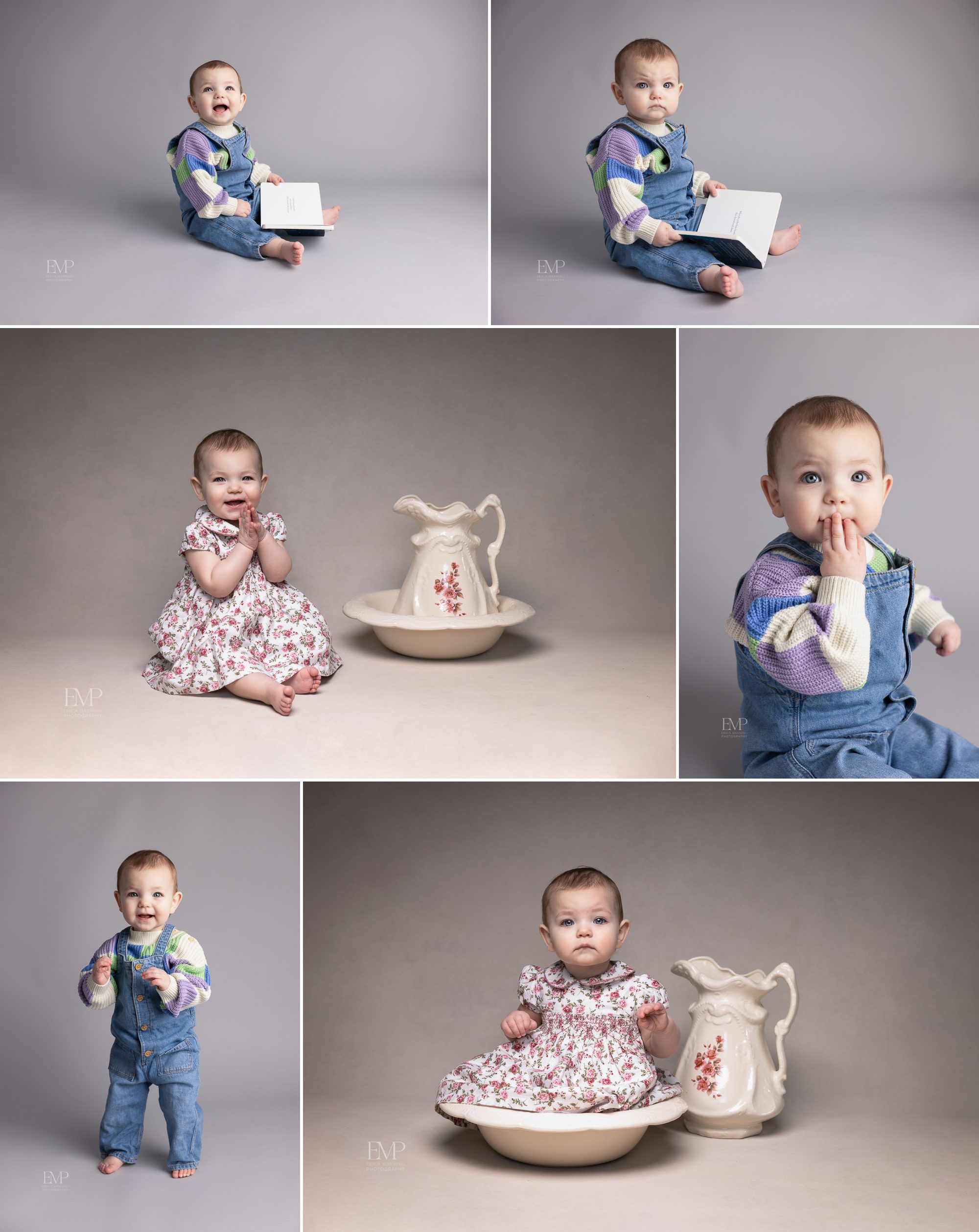 1 year old girl in dressy and casual looks
