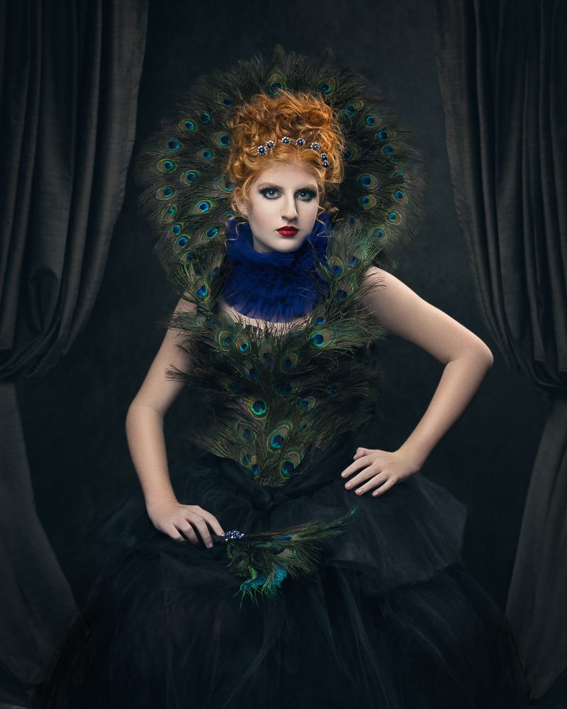 Elizabethan Queen in Peacock gown - photography mentor