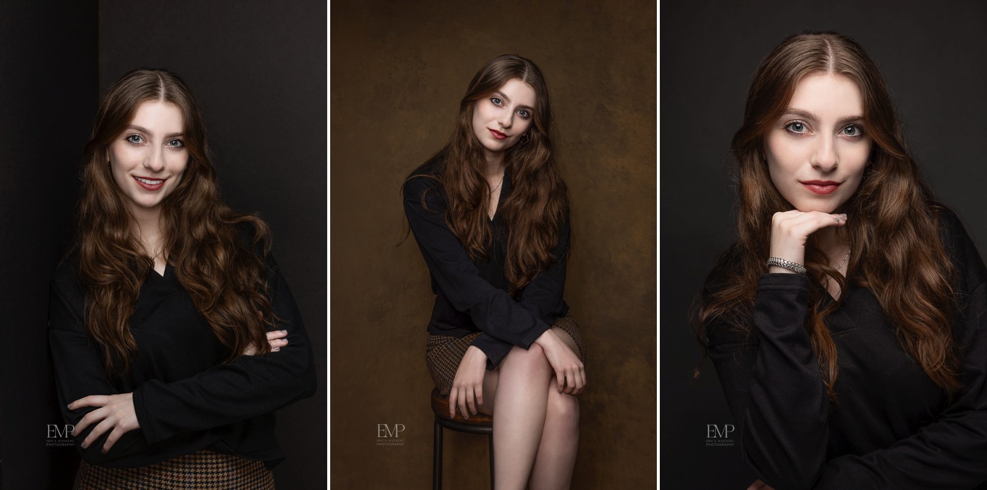 High school senior girl classic studio portraits