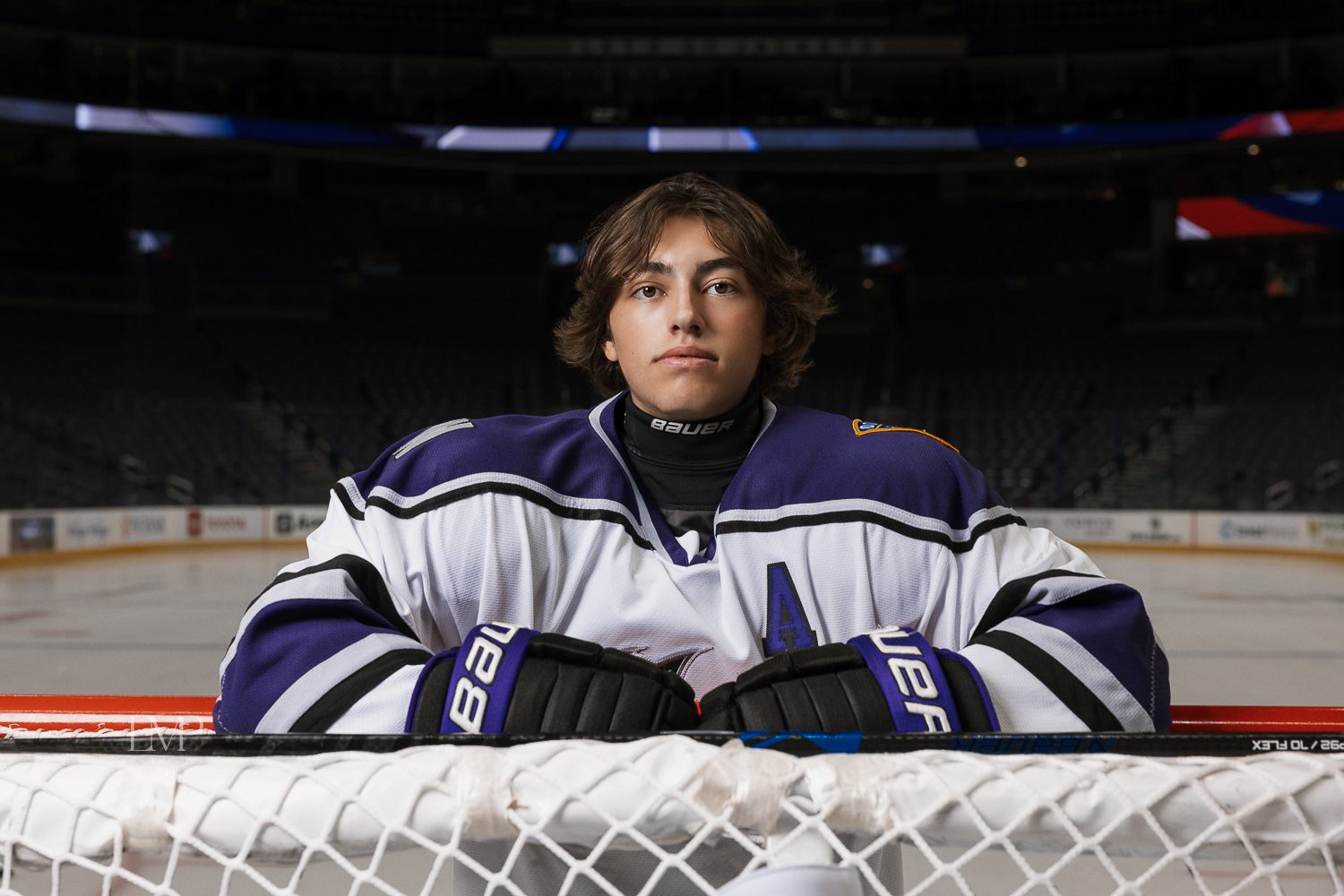 High school senior hockey player on ice at Nationwide Arena