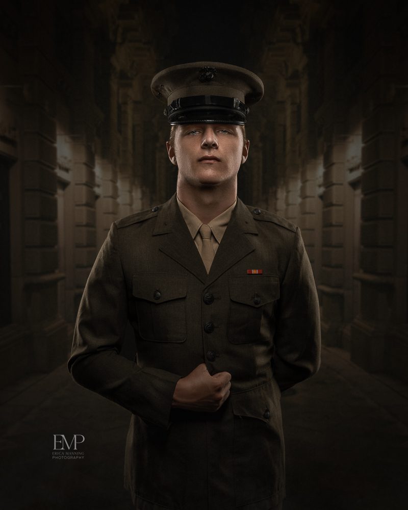 Fine art portrait of marine soldier