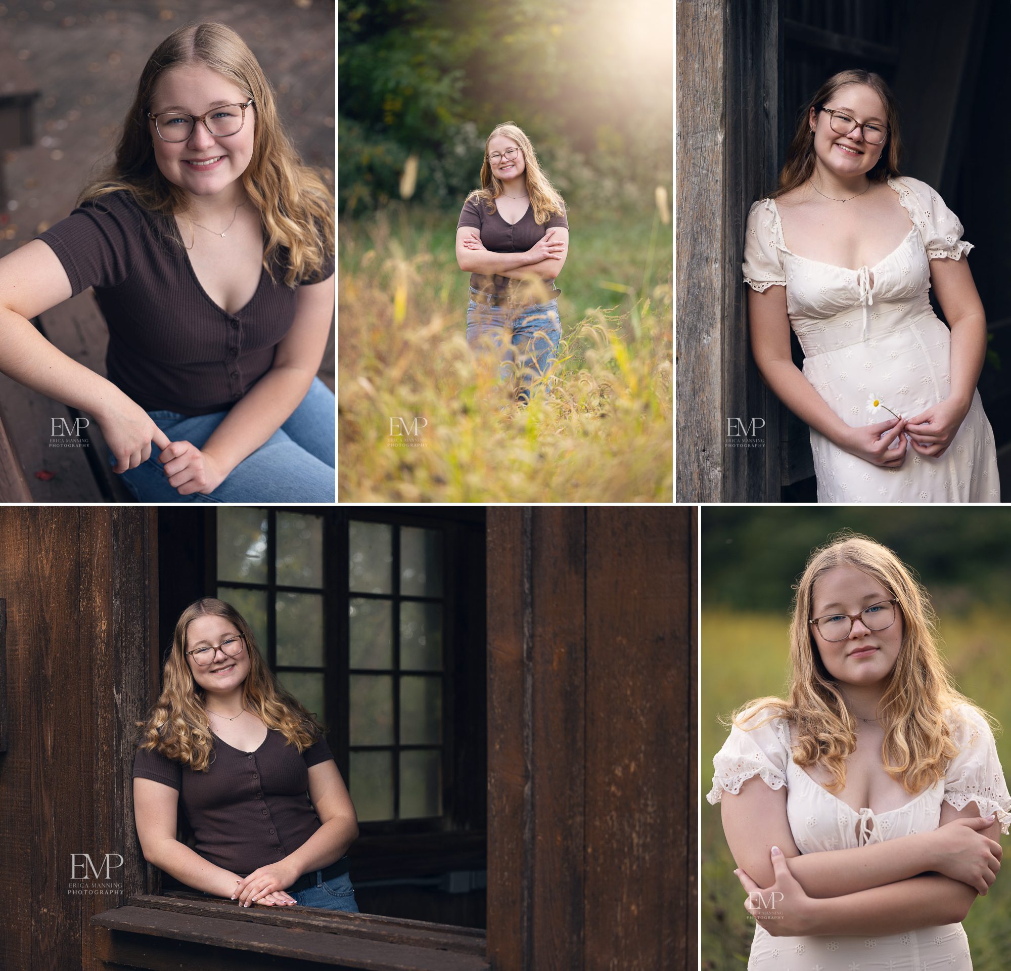 High school senior girl casua outdoor portraits in park