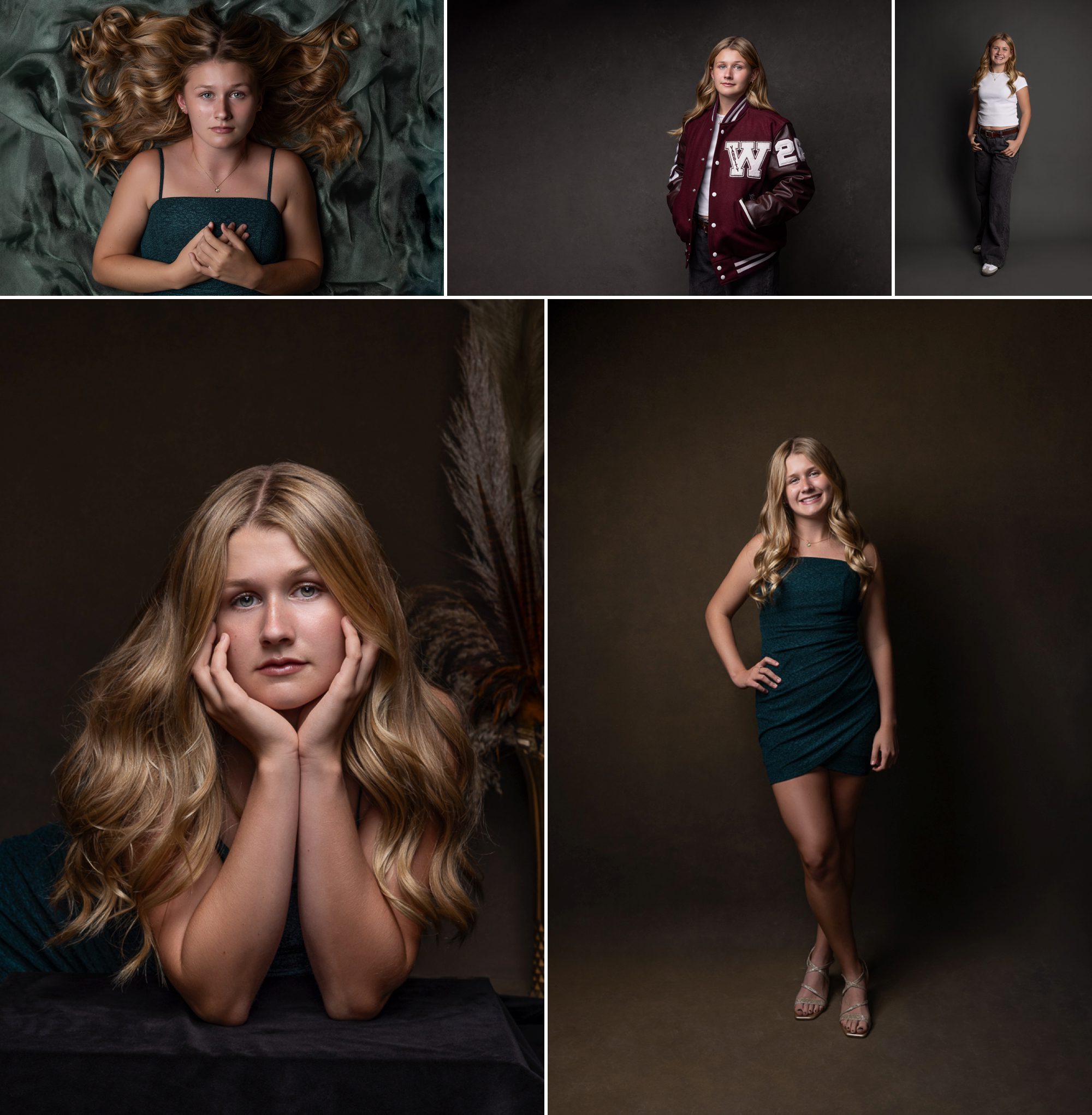 High school senior girl in studio portraits