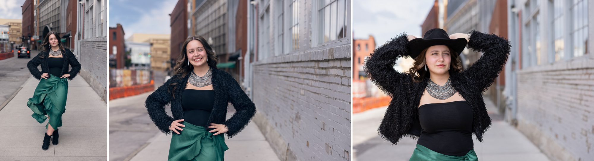 High school senior girl in urban setting