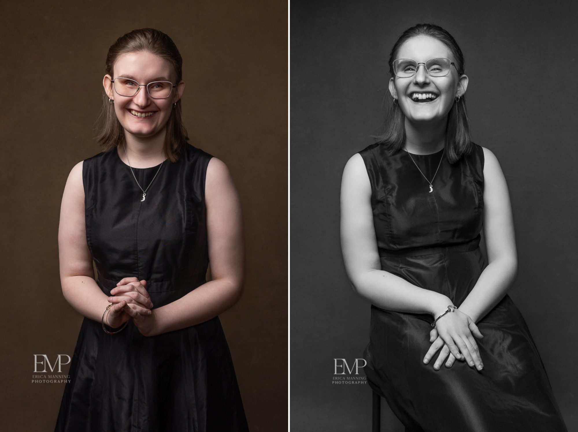 Blind high school senior studio portrait