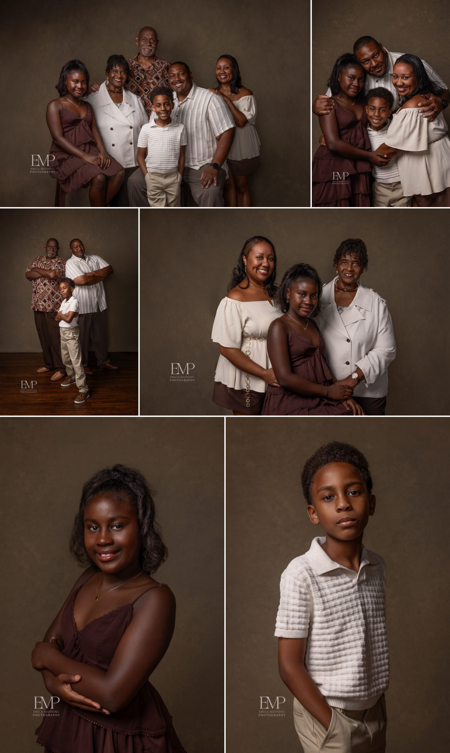 Extended family portrait in studio