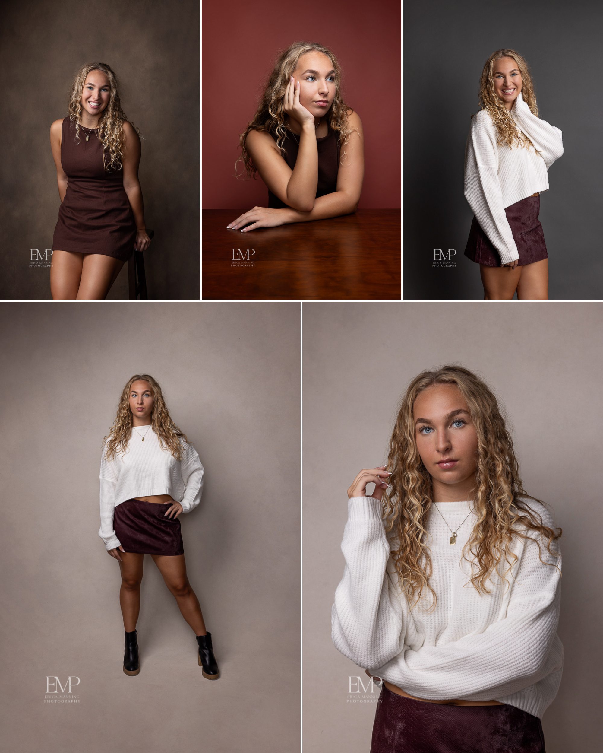 High school senior girl in studio portraits 