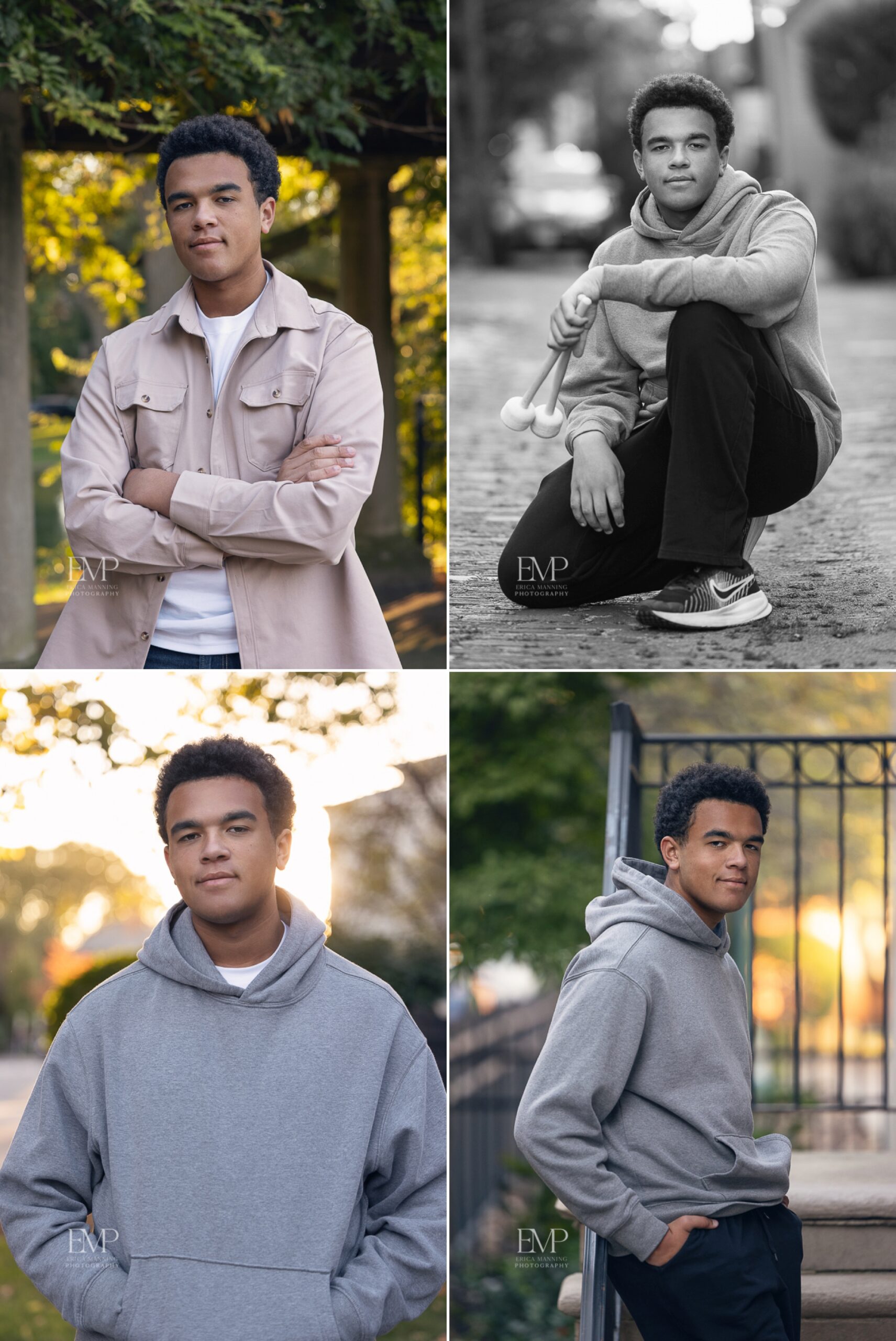 High school senior guy in German Village neighborhood